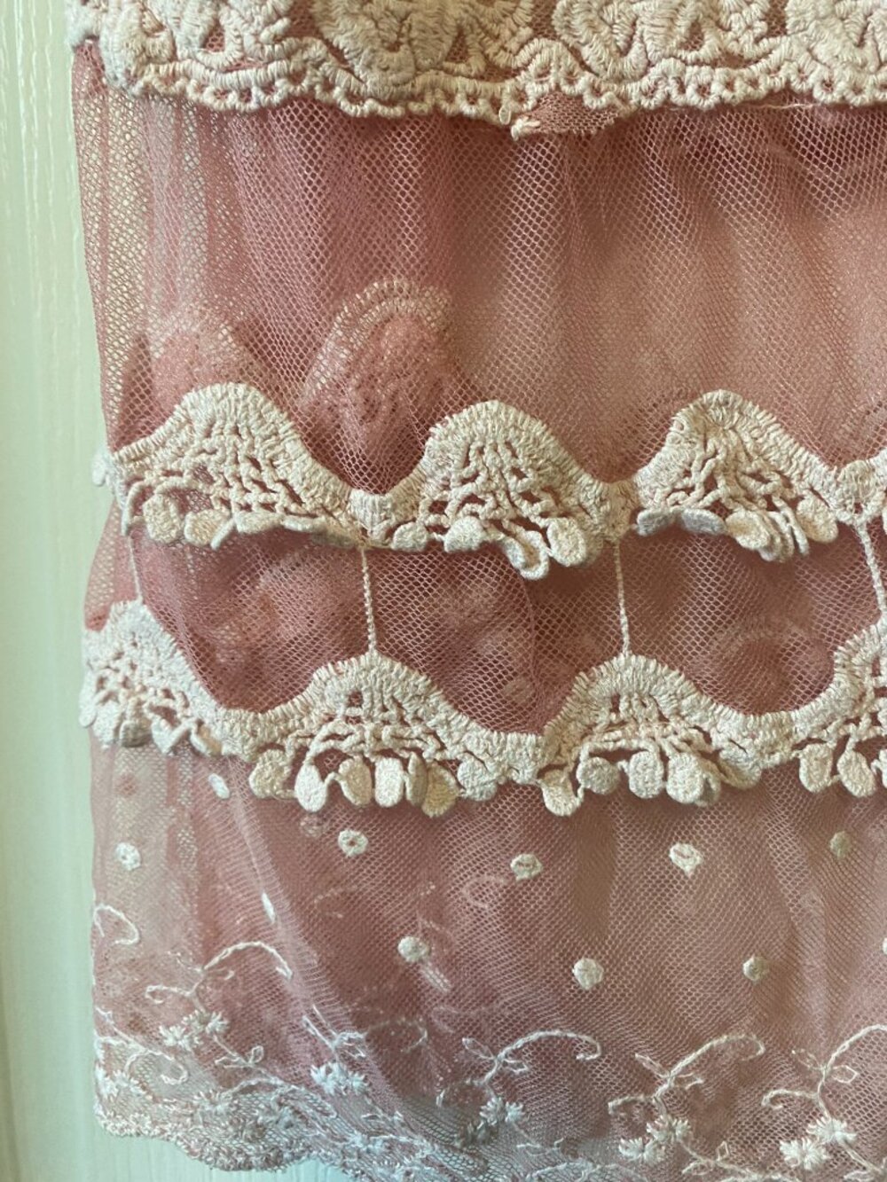 Origami by Vivien Pink Lace Butterfly Embroidered Sheer Duster Vest - Picture 4 of 11